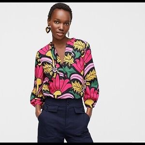 NWT beautiful jcrew cotton poplin floral print top